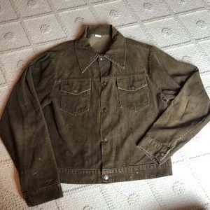 90s Brown Corduroy Snap Button Collared Jacket